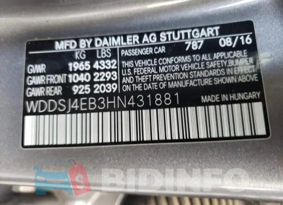 WDDSJ4EB3HN431881 Photo# 10