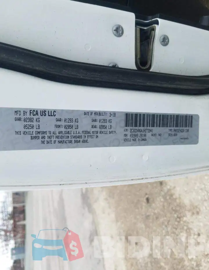 2C3CDXAGXJH273941 Photo# 10