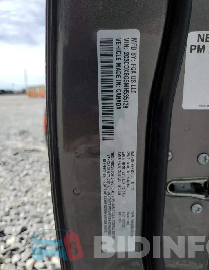 2C3CDXBG5MH535139 Photo# 10