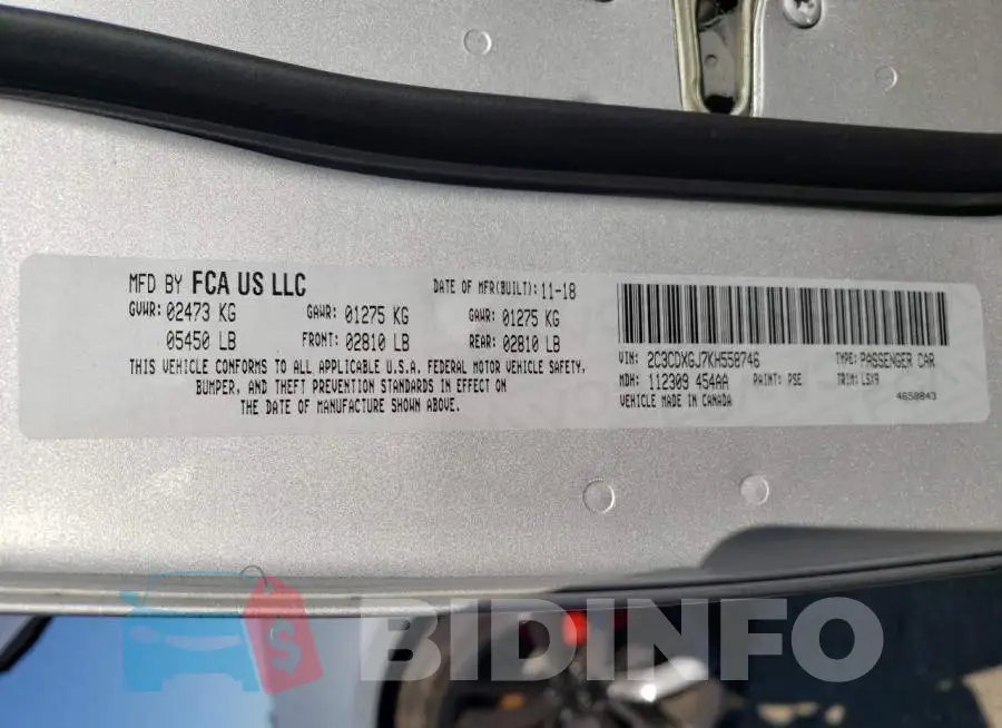 2C3CDXGJ7KH558746 Photo# 10