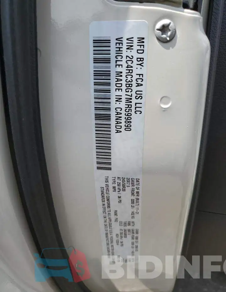 2C4RC3BG7MR599890 Photo# 10