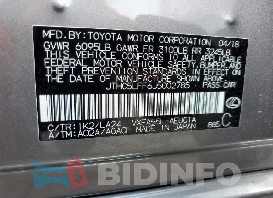 JTHC5LFF6J5002785 Photo# 10