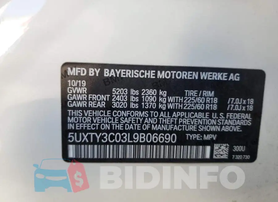 5UXTY3C03L9B06690 Photo# 10