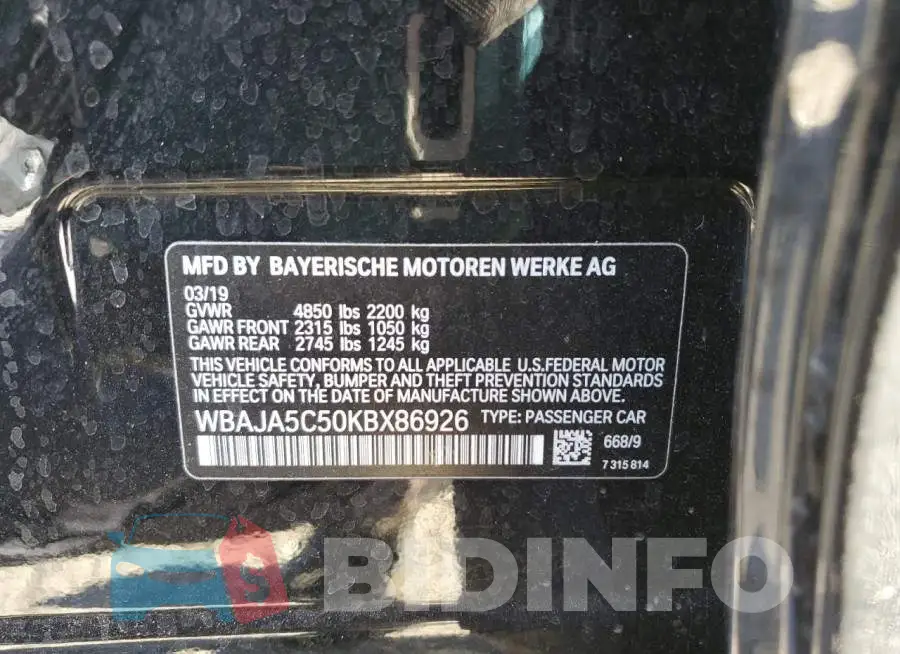 WBAJA5C50KBX86926 Photo# 10