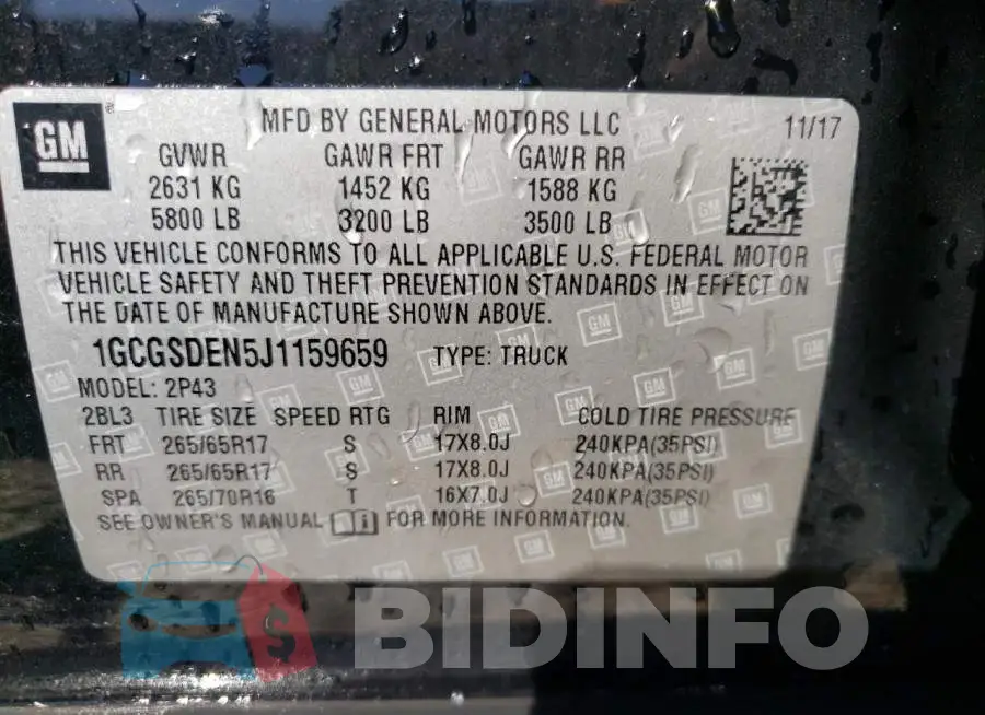 1GCGSDEN5J1159659 Photo# 10