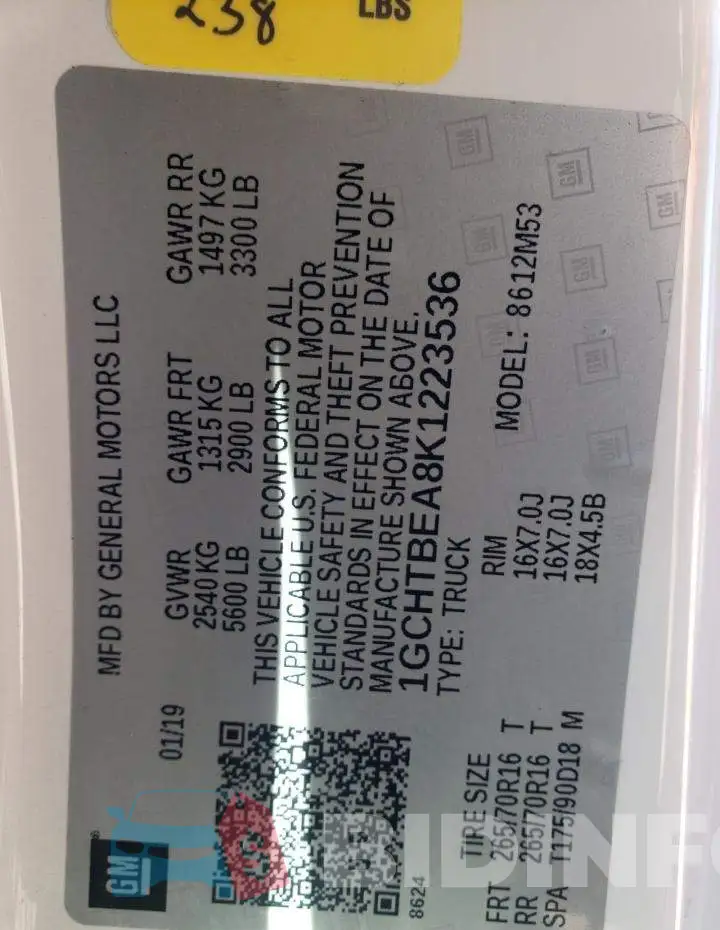 1GCHTBEA8K1223536 Photo# 10