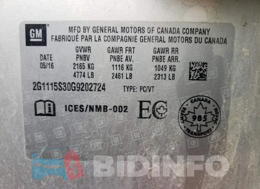 2G1115S30G9202724 Photo# 10