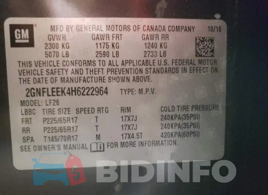 2GNFLEEK4H6222964 Photo# 10