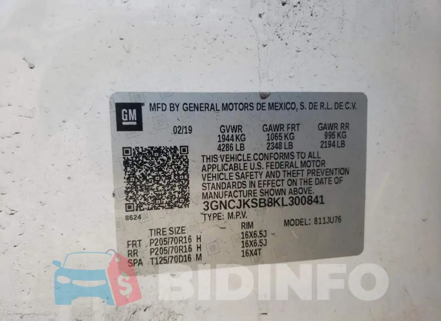 3GNCJKSB8KL300841 Photo# 10