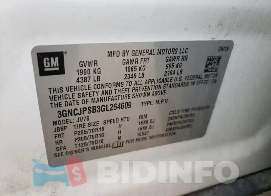 3GNCJPSB3GL264609 Photo# 10