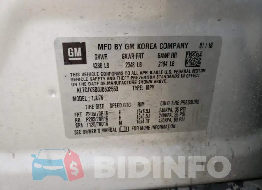 KL7CJKSB0JB632553 Photo# 10