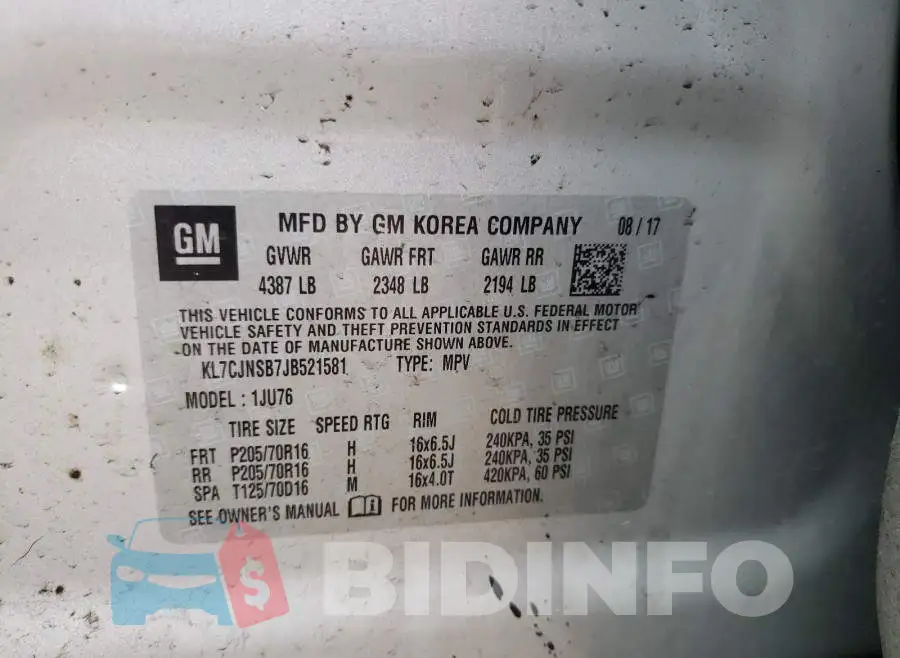 KL7CJNSB7JB521581 Photo# 10