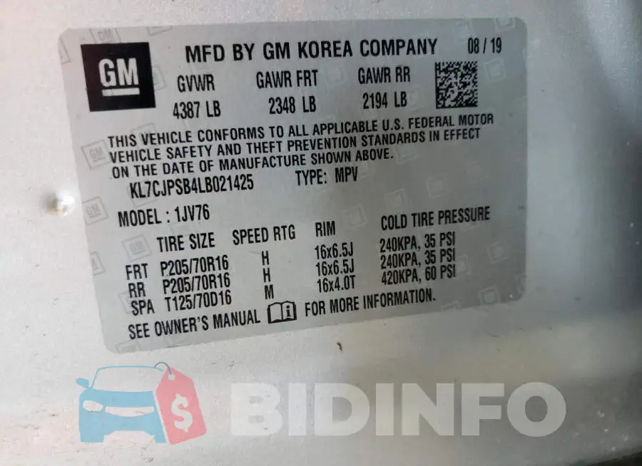 KL7CJPSB4LB021425 Photo# 10