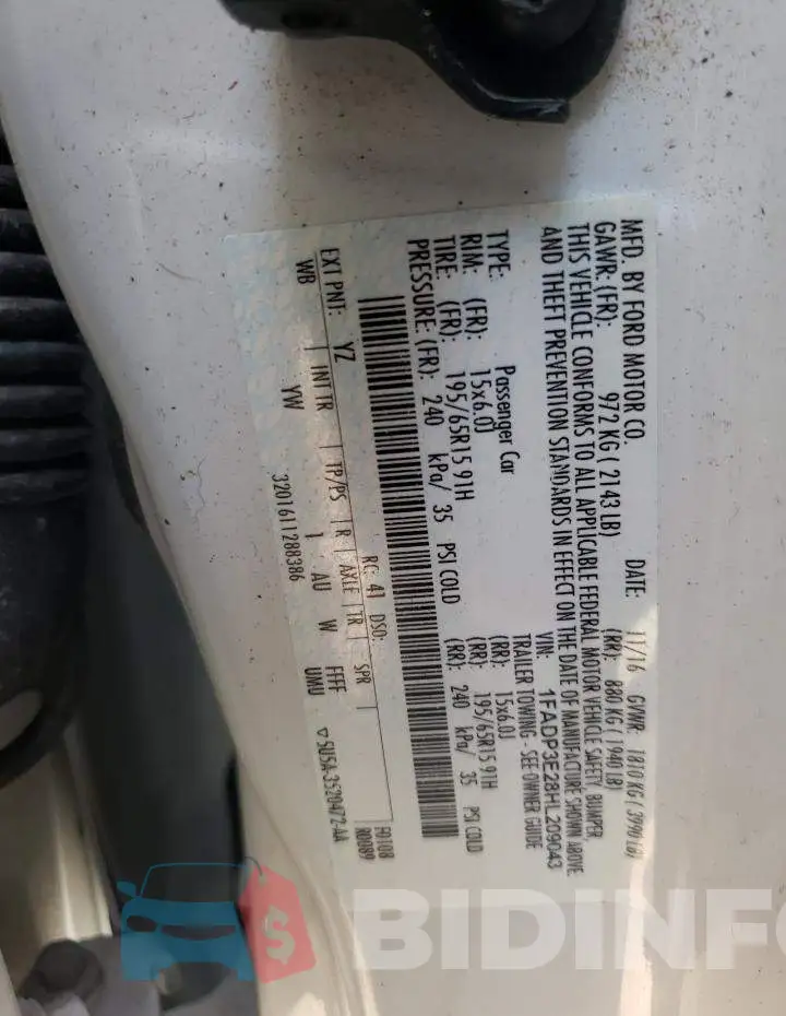 1FADP3E28HL209043 Photo# 10