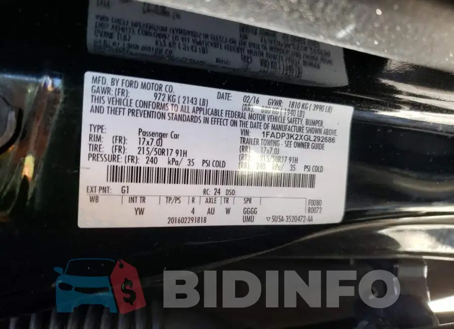 1FADP3K2XGL292686 Photo# 10