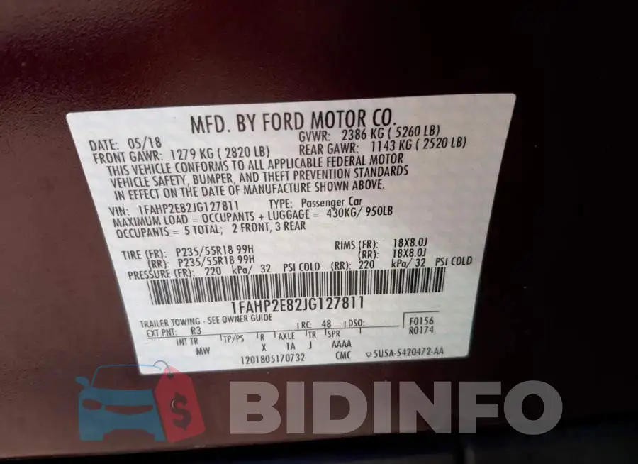 1FAHP2E82JG127811 Photo# 10