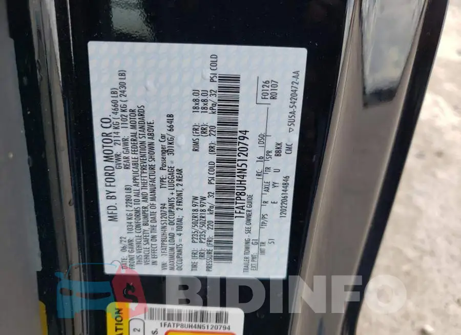 1FATP8UH4N5120794 Photo# 10