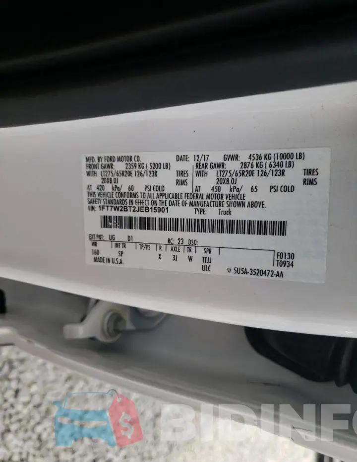 1FT7W2BT2JEB15901 Photo# 10