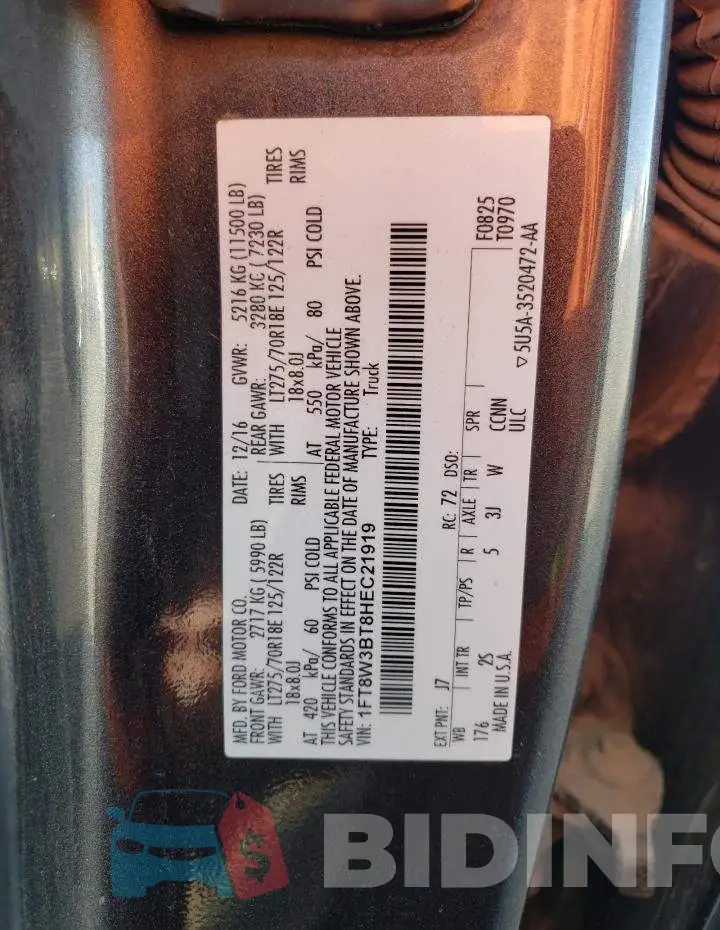 1FT8W3BT8HEC21919 Photo# 10