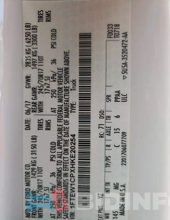 1FTEW1CPXHKE20254 Photo# 10