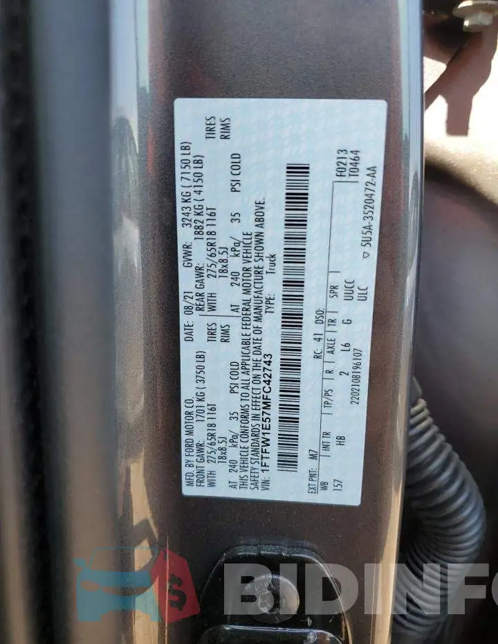 1FTFW1E57MFC42743 Photo# 10