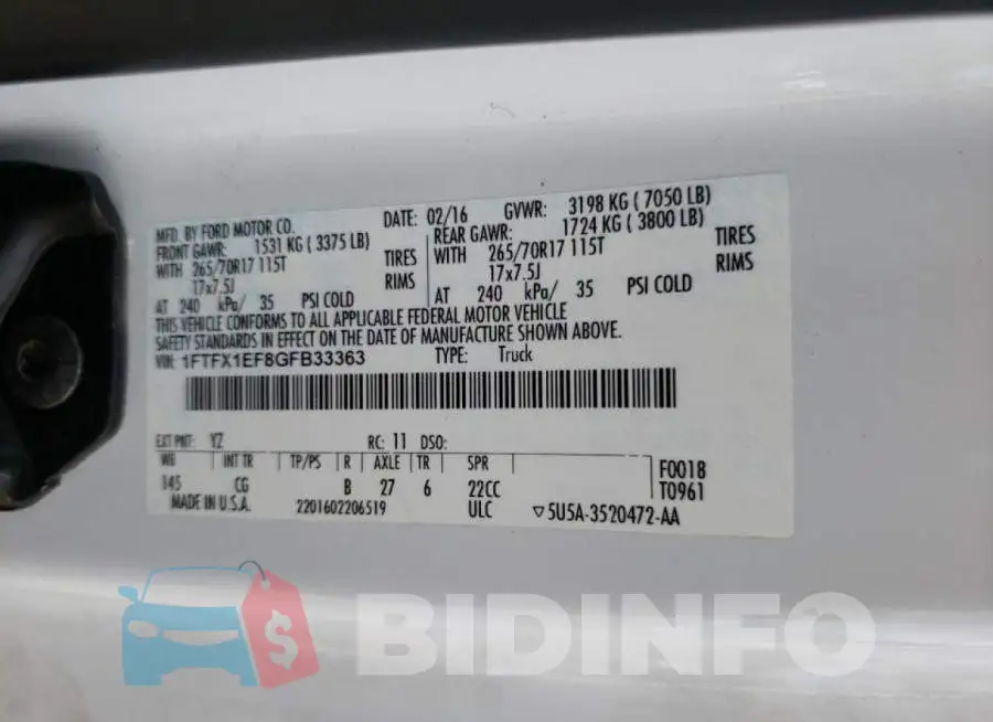 1FTFX1EF8GFB33363 Photo# 10