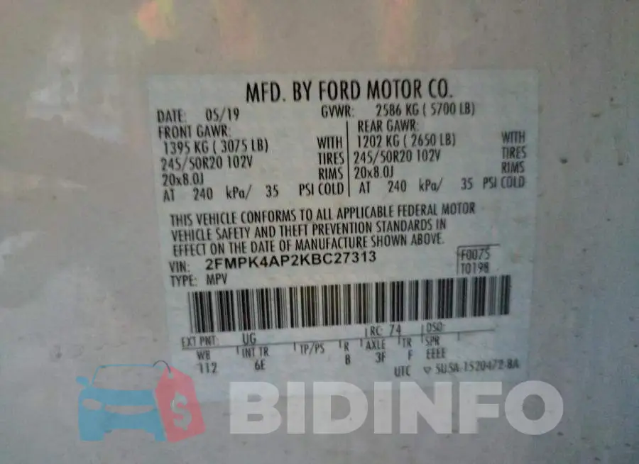 2FMPK4AP2KBC27313 Photo# 10