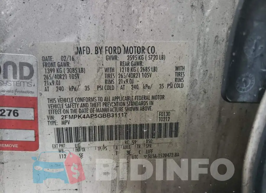 2FMPK4AP5GBB31117 Photo# 10