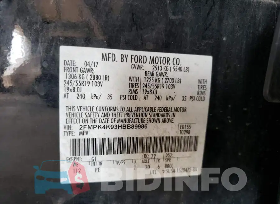 2FMPK4K93HBB89986 Photo# 10