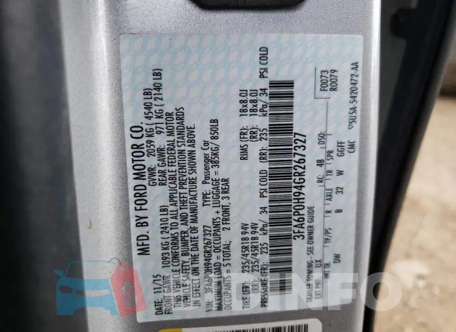3FA6P0H94GR267327 Photo# 10