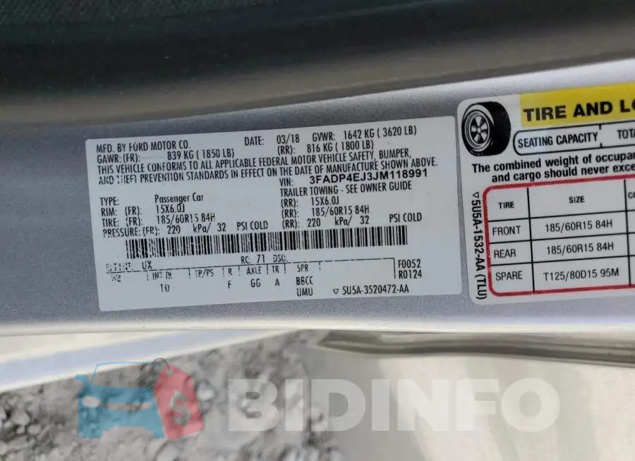 3FADP4EJ3JM118991 Photo# 10