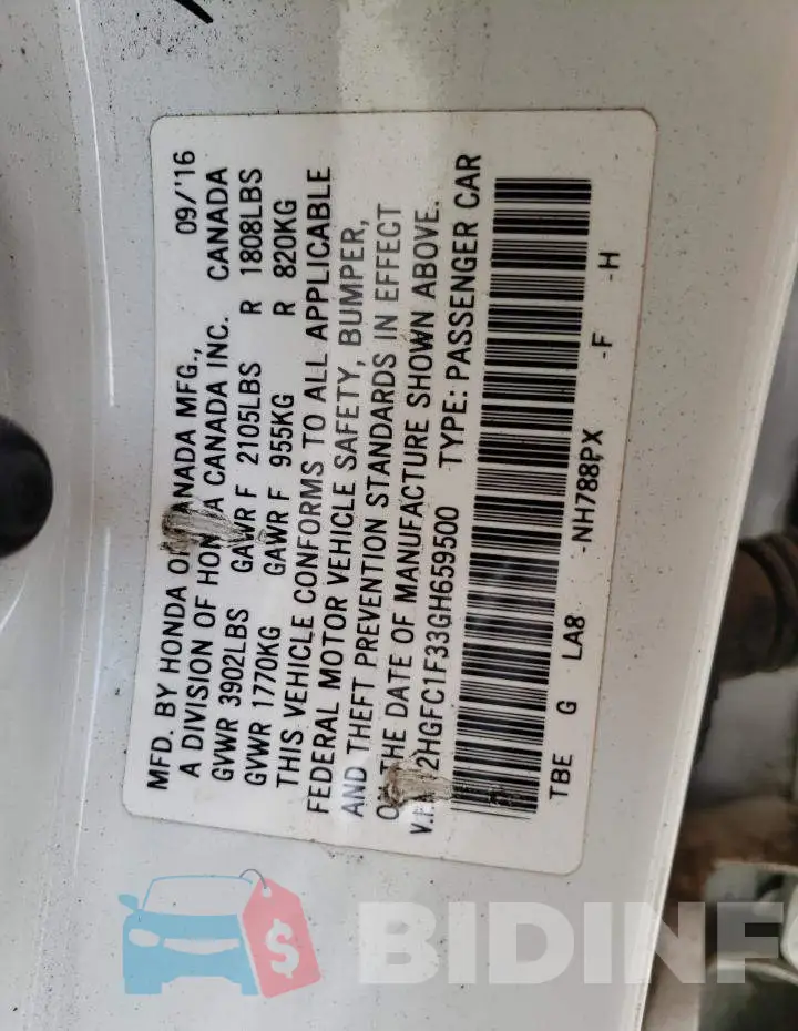2HGFC1F33GH659500 Photo# 10