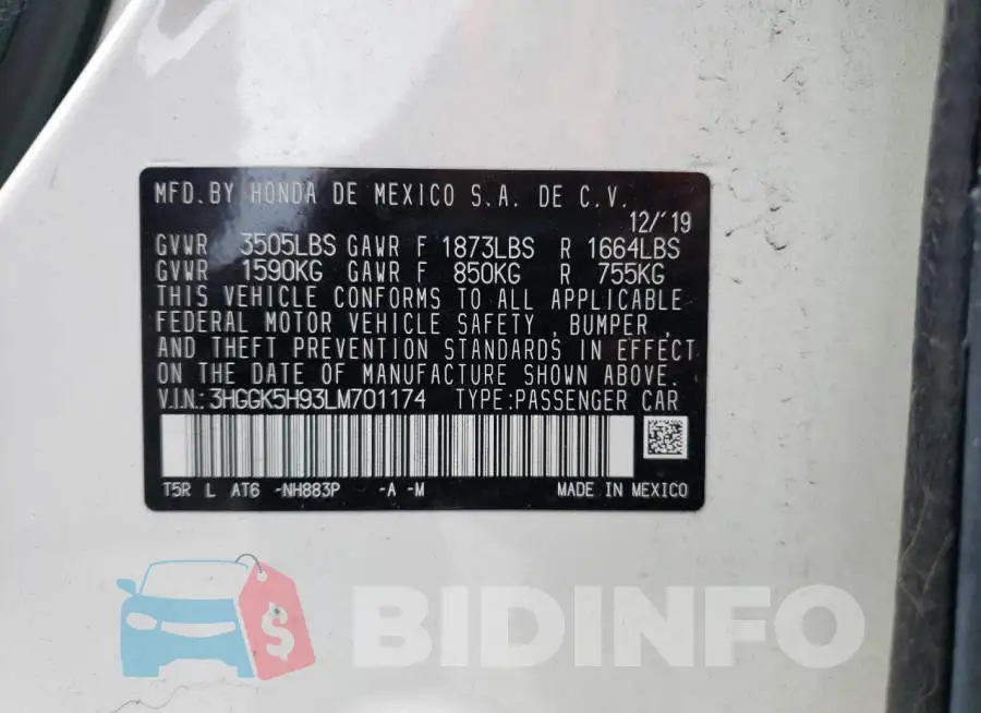 3HGGK5H93LM701174 Photo# 10