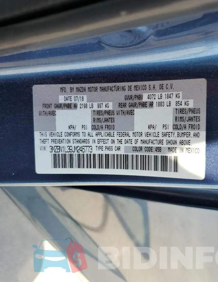 3MZBN1L39JM246773 Photo# 10