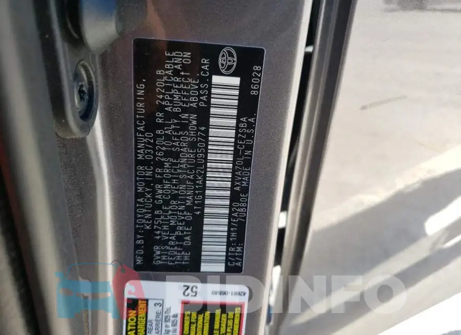 4T1G11AK2LU950774 Photo# 10