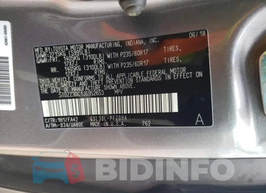 5TDZZ3DC1JS952653 Photo# 10