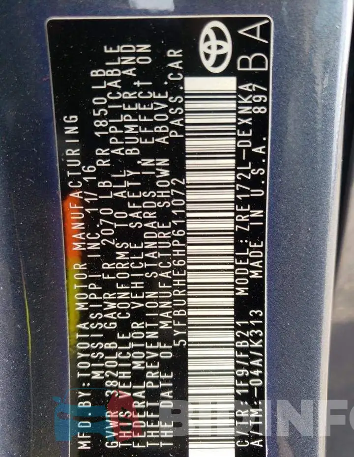 5YFBURHE6HP611072 Photo# 10