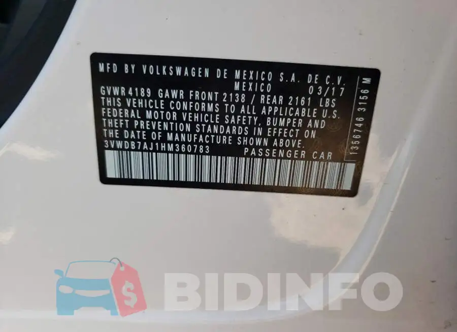 3VWDB7AJ1HM360783 Photo# 10