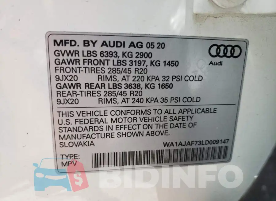 WA1AJAF73LD009147 Photo# 10