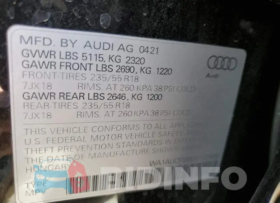 WA1AUCF3XM1122886 Photo# 10