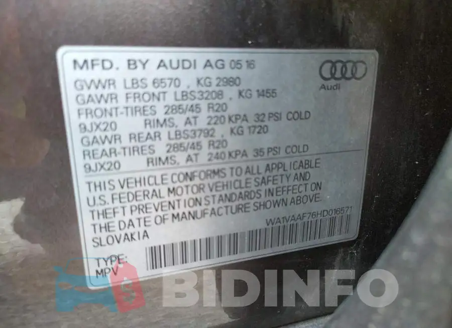 WA1VAAF76HD016571 Photo# 10