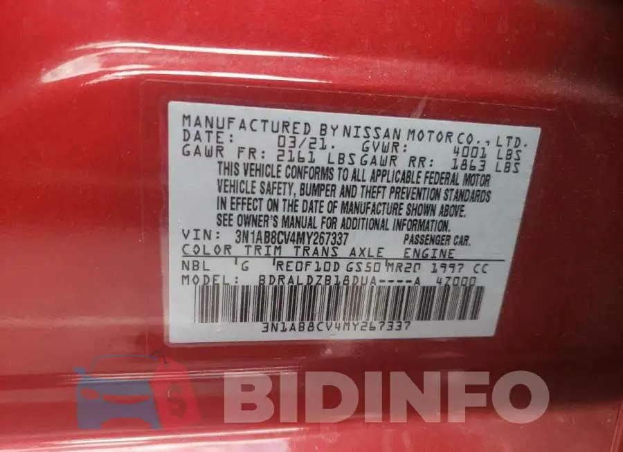 3N1AB8CV4MY267337 Photo# 10