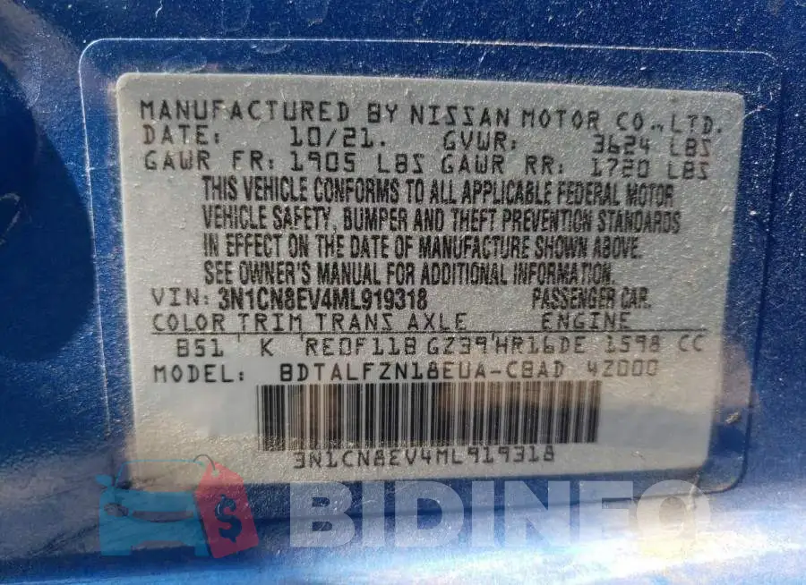 3N1CN8EV4ML919318 Photo# 10