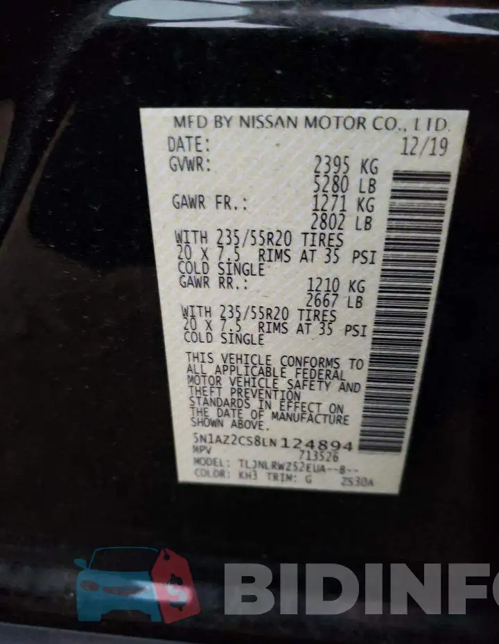 5N1AZ2CS8LN124894 Photo# 10