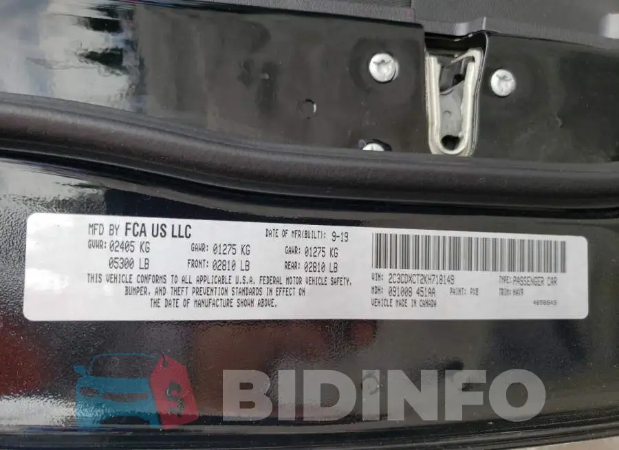 2C3CDXCT2KH718149 Photo# 10