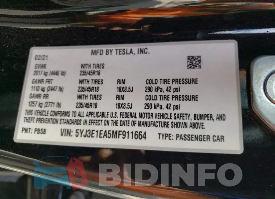 5YJ3E1EA5MF911664 Photo# 10