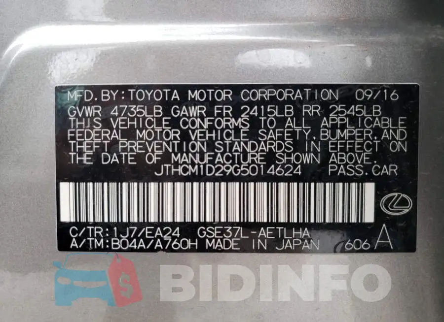 JTHCM1D29G5014624 Photo# 10