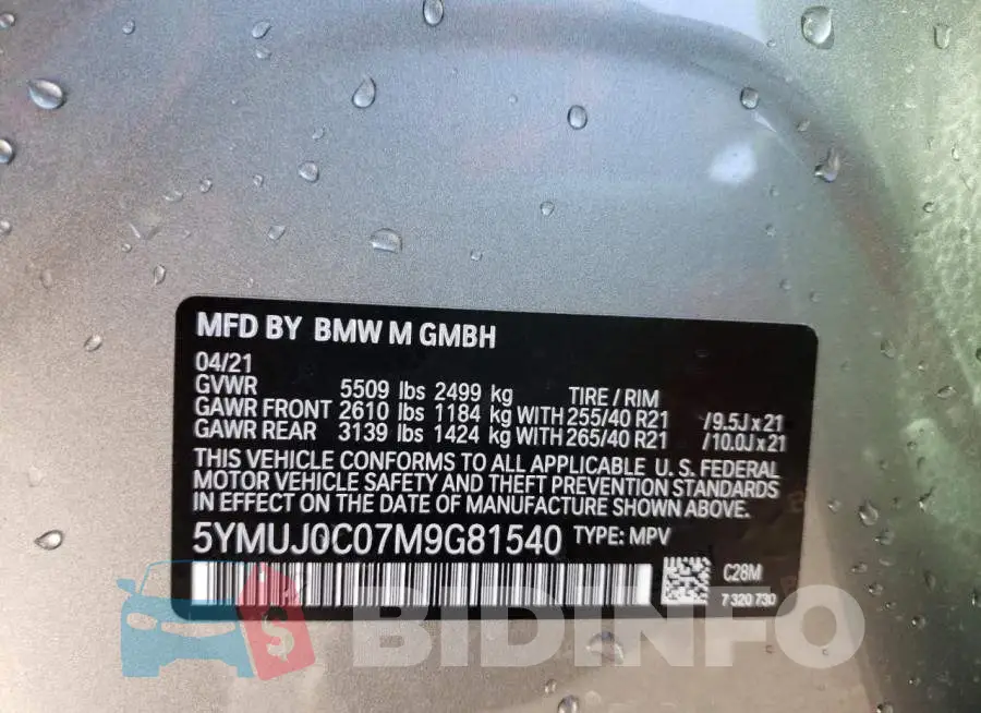 5YMUJ0C07M9G81540 Photo# 10