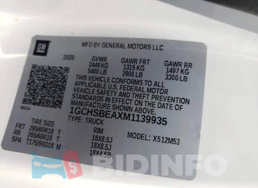 1GCHSBEAXM1139935 Photo# 10