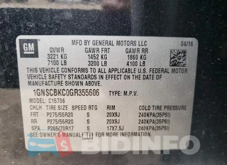 1GNSCBKC0GR355606 Photo# 10